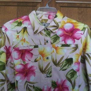 Caribbean Joe Jacket Floral Tropical Hawaiin Pink Size L